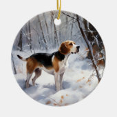 Beagle lässt es Weihnachten schneien Keramik Ornament (Vorne)