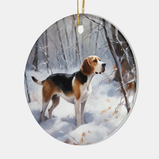 Beagle lässt es Weihnachten schneien Keramik Ornament (Links)