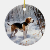 Beagle lässt es Weihnachten schneien Keramik Ornament (Hinten)