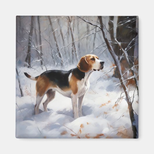 Beagle lässt es Weihnachten schneien Magnet (Vorne)