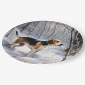 Beagle lässt es Weihnachten schneien Pappteller (Schrägansicht)