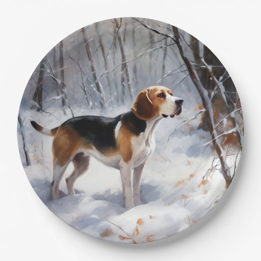 Beagle lässt es Weihnachten schneien Pappteller (Vorderseite)