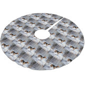 Beagle lässt es Weihnachten schneien Polyester Weihnachtsbaumdecke (Schrägansicht)