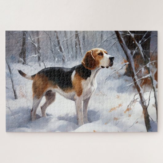 Beagle lässt es Weihnachten schneien Puzzle (Horizontal)