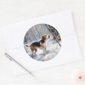 Beagle lässt es Weihnachten schneien Runder Aufkleber (Umschlag)