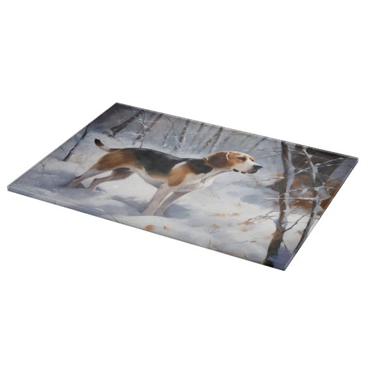 Beagle lässt es Weihnachten schneien Schneidebrett (Ecke)