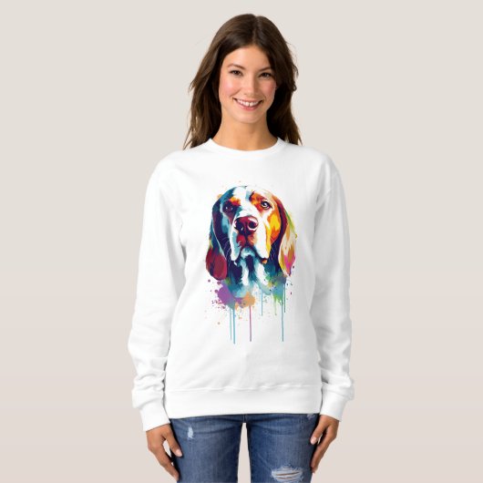 Beagle Lebhaft und farbenfroh Sweatshirt (Vorne ganz)