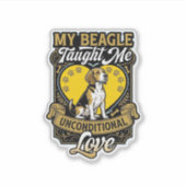 Beagle lehrte mich bedingungslose Liebe Hundeherz Aufkleber (Vorderseite)