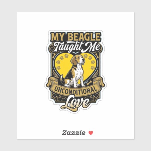 Beagle lehrte mich bedingungslose Liebe Hundeherz Aufkleber (Blatt)