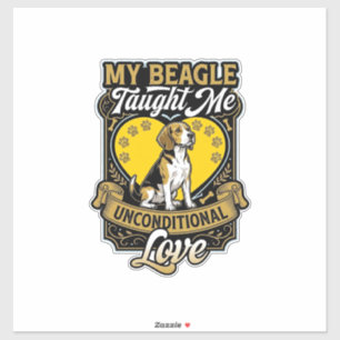 Beagle lehrte mich bedingungslose Liebe Hundeherz  Aufkleber