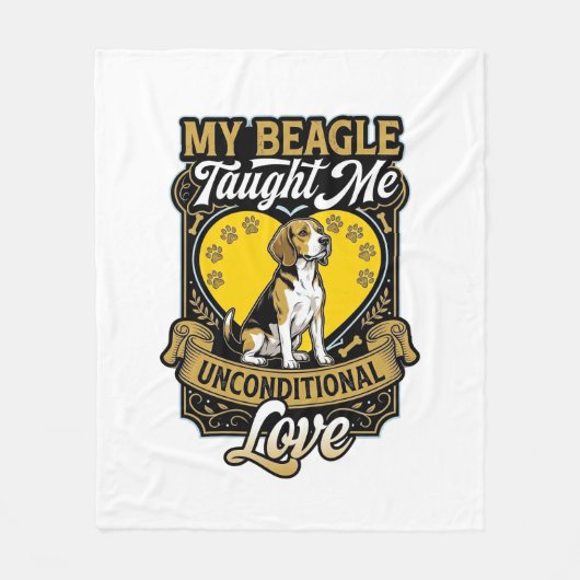 Beagle lehrte mich bedingungslose Liebe Hundeherz Fleecedecke (Vorderseite)