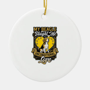 Beagle lehrte mich bedingungslose Liebe Hundeherz Keramik Ornament