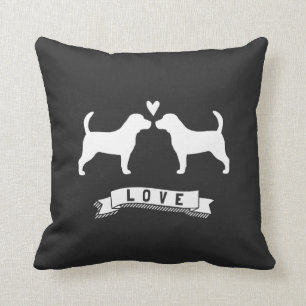 Beagle Liebe - Hunde Silhouetten mit Herz Kissen