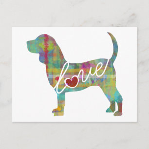 Beagle Liebe Wasserfarbe Postkarte