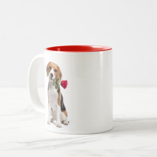 Beagle Liebe Zweifarbige Tasse (Vorderseite Links)