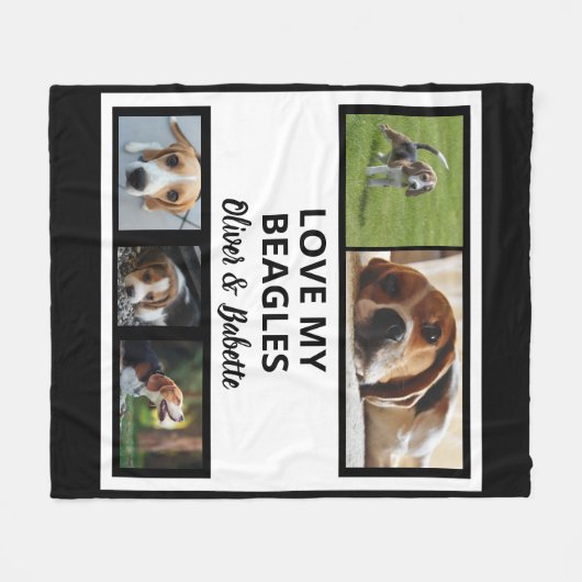 Beagle liebt individuelle Welpen- und Hundefotocol Fleecedecke (Vorderseite (Horizontal))
