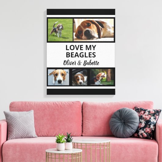 Beagle liebt individuelle Welpen- und Hundefotocol Leinwanddruck (Insitu (Wohnzimmer))