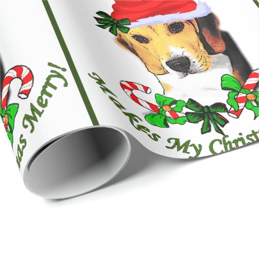 Beagle liebt Weihnachten froh Geschenkpapier (Rolleneckpunkt)