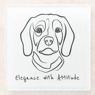 Beagle Line Art, Elegance with Attitude Glasuntersetzer
