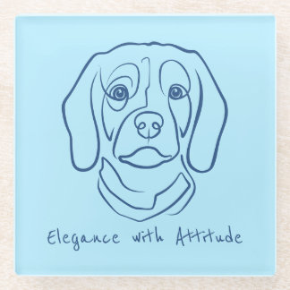 Beagle Line Art, Elegance with Attitude Glasuntersetzer