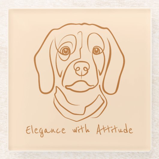 Beagle Line Art, Elegance with Attitude Glasuntersetzer (Vorderseite)