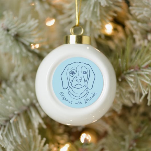Beagle Line Art, Elegance with Attitude Keramik Kugel-Ornament (Baum)