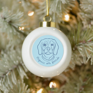 Beagle Line Art, Eleganz mit Haltung Keramik Kugel-Ornament