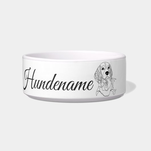 Beagle Line Art personalized bowl Napf (Vorderseite)