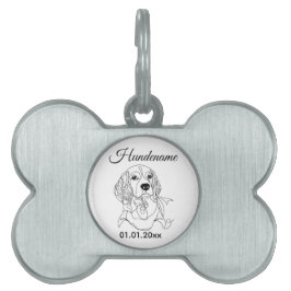 Beagle Line Art Personalized Tag Tiermarke