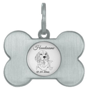 Beagle Line Art Personalized Tag Tiermarke