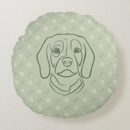Beagle-Linienkunst, Eleganz mit Haltung Rundes Kissen
