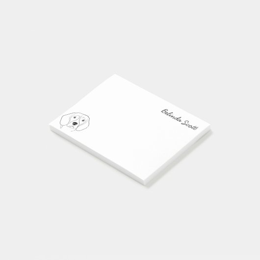 Beagle Lover Einfach Schwarz & Weiß Hund Personali Post-it Klebezettel (angewinkelt)