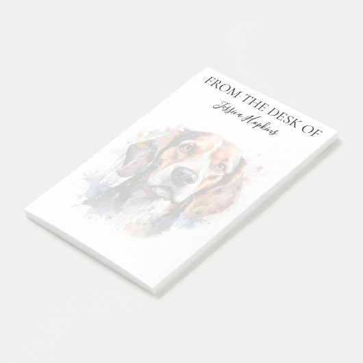 Beagle Lover Monogrammed Dog Post-it Klebezettel (angewinkelt)