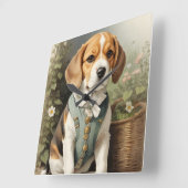 Beagle Lover Quadratische Wanduhr (Winkel)