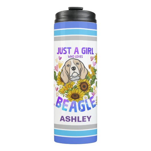Beagle Lover Sonnenblumen Trainer Thermosbecher (Vorderseite)