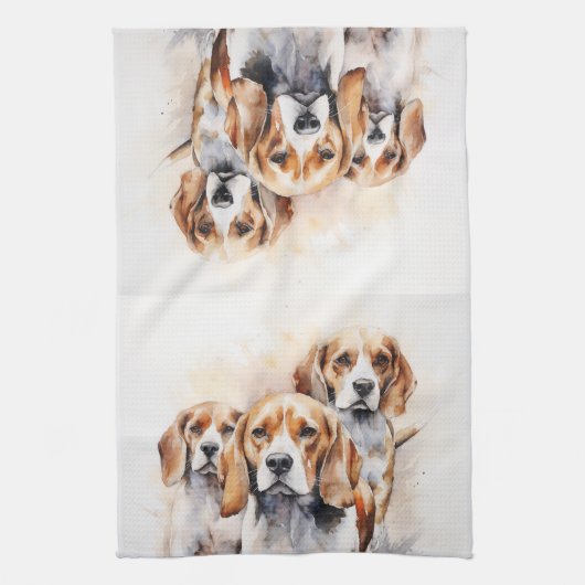 Beagle Lover's Wasserfarbenspiel Geschirrtuch (Vertikal)
