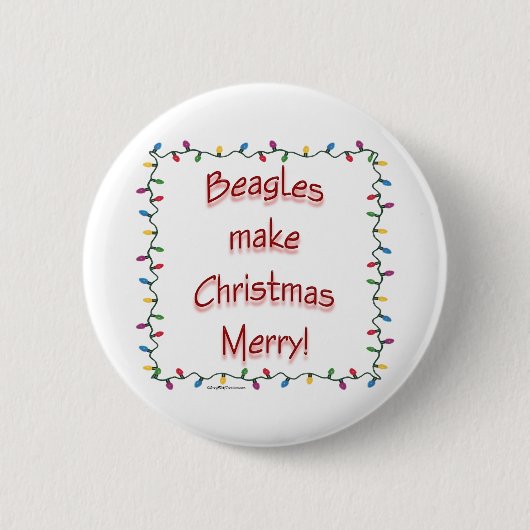 Beagle machen Weihnachten froh - Schaltfläche Button (Vorderseite)