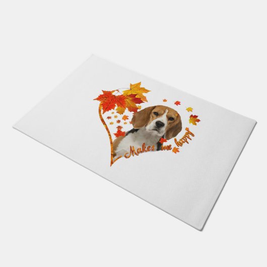 Beagle macht mich glücklich, wenn ich Blätter fall Fußmatte (Schrägansicht)