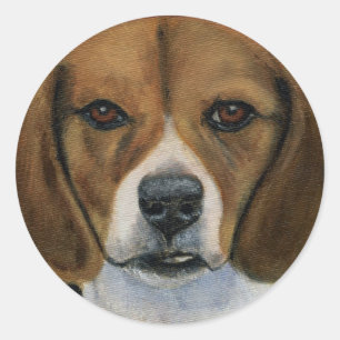 Beagle Malerei - Hunde Zucht Kunst Runder Aufkleber
