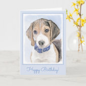 Beagle-Malerei - Niedliche Hundekunst Karte (Gelbe Blume)