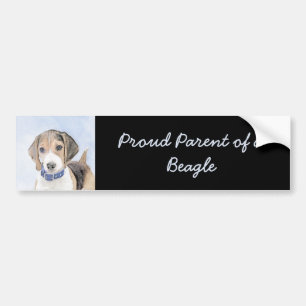 Beagle Malerei - Niedliche Original Hunde Kunst Autoaufkleber
