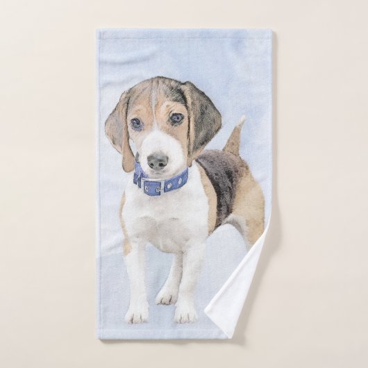 Beagle Malerei - Niedliche Original Hunde Kunst Badhandtuch Set (Handtuch)