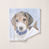 Beagle Malerei - Niedliche Original Hunde Kunst Badhandtuch Set (Waschlappen)