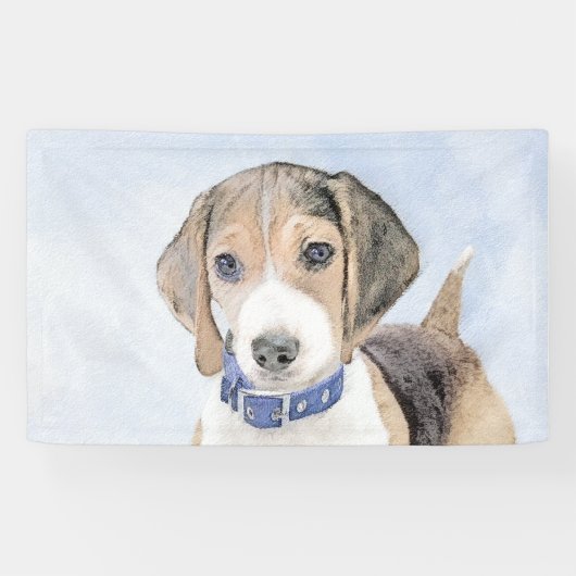 Beagle Malerei - Niedliche Original Hunde Kunst Banner (Horizontal)