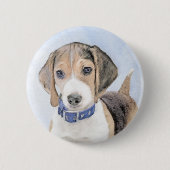 Beagle Malerei - Niedliche Original Hunde Kunst Button (Vorderseite)