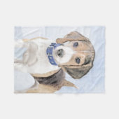Beagle Malerei - Niedliche Original Hunde Kunst Fleecedecke (Vorderseite (Horizontal))