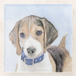 Beagle Malerei - Niedliche Original Hunde Kunst Glasuntersetzer