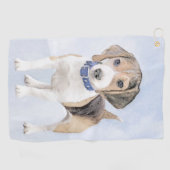 Beagle Malerei - Niedliche Original Hunde Kunst Golfhandtuch (Horizontal)