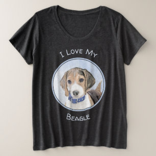 Beagle Malerei - Niedliche Original Hunde Kunst Große Größe T-Shirt