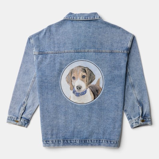 Beagle Malerei - Niedliche Original Hunde Kunst Jeansjacke (Rückseite)